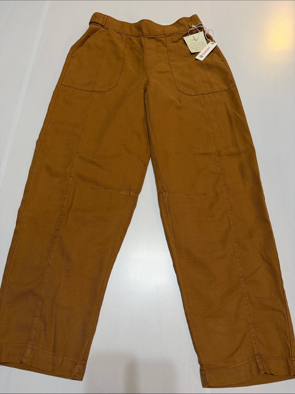 Sundry Wide-Leg Carrot Leg Pants in Caramel Brown S NWT